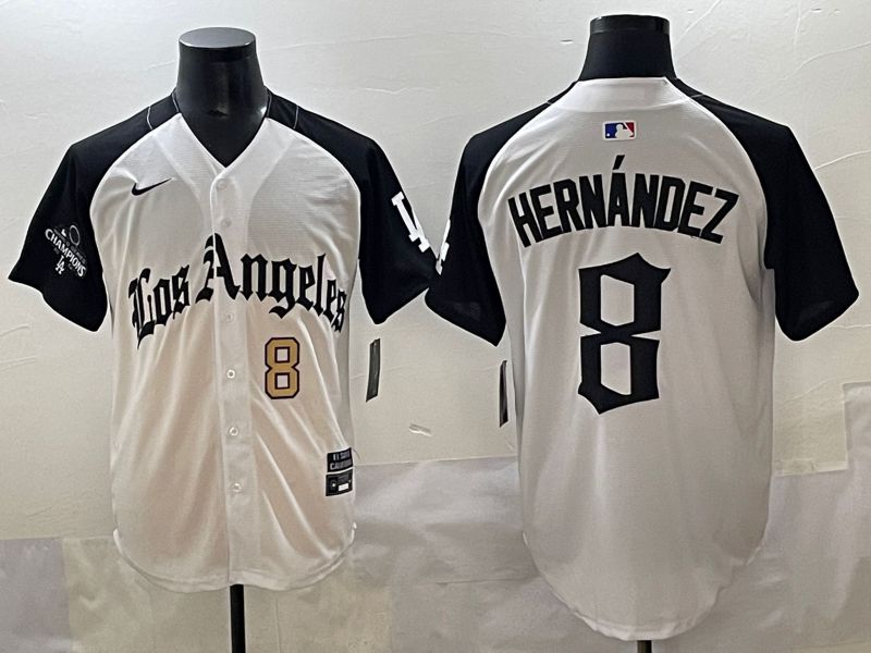 Men 2025 Los Angeles Dodgers #8 Hernandez White black Five generations Joint Name Nike MLB Jersey style 5264->los angeles dodgers->MLB Jersey